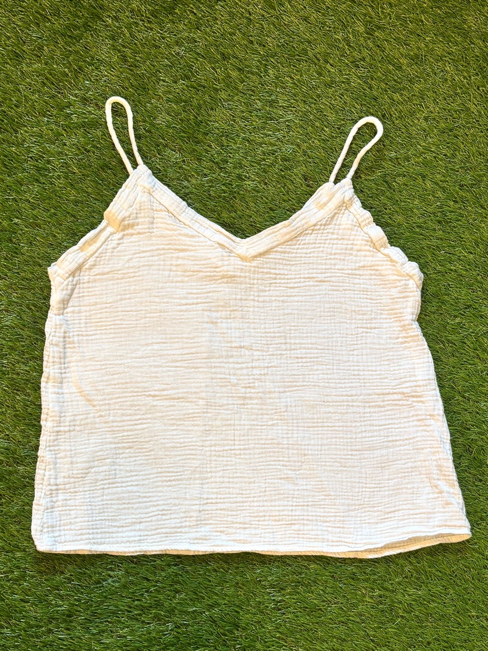 Final Touch White Cotton Gauze Cami Tank Top Medium
